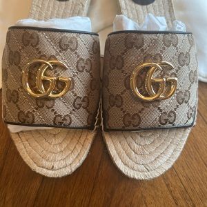 Women's GG matelassé canvas espadrille sandal | size 38 / US 8